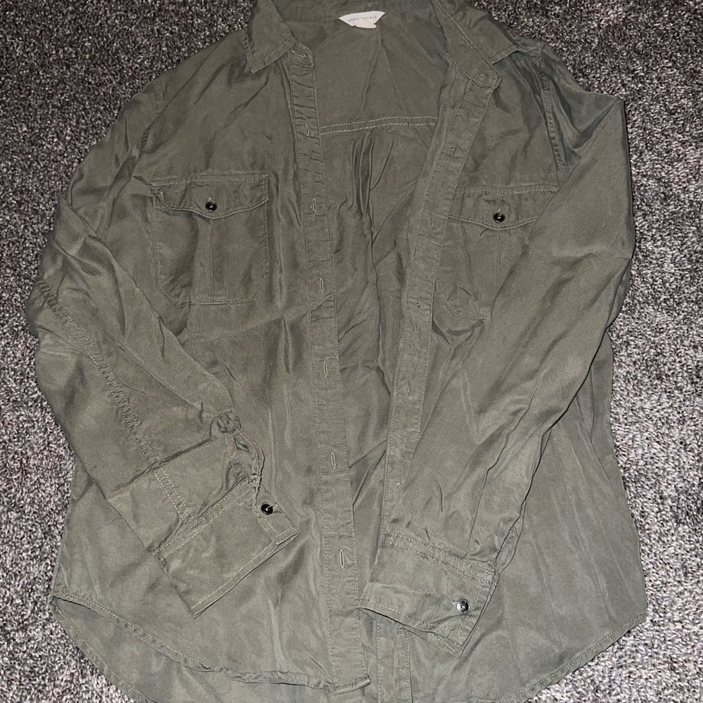 Green button down shirt